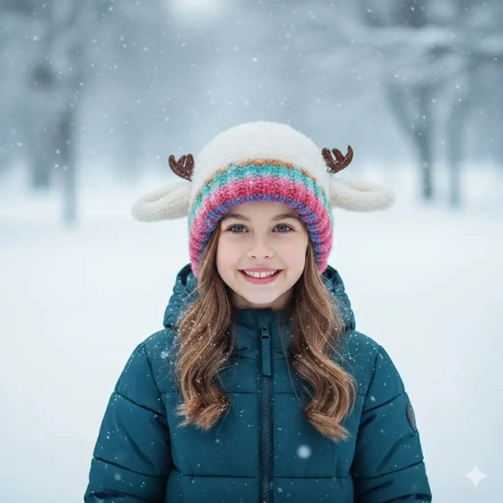Fluffy Winter Antler Hat - Stay Warm & Cute All Winter + Converts Into a Storage Bag - Image 2