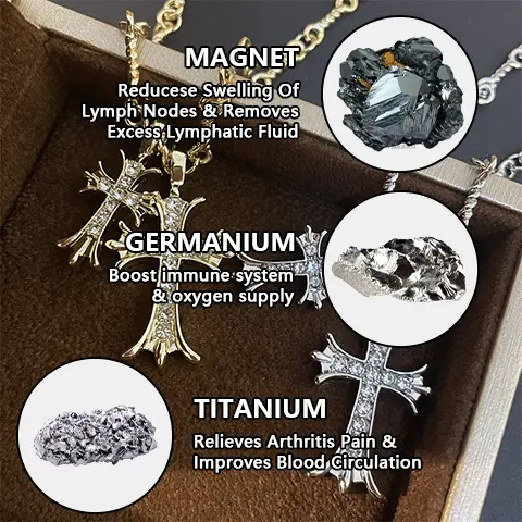 Lymphatic Magnetic Therapy Cross Design Diamond Necklace - Image 4