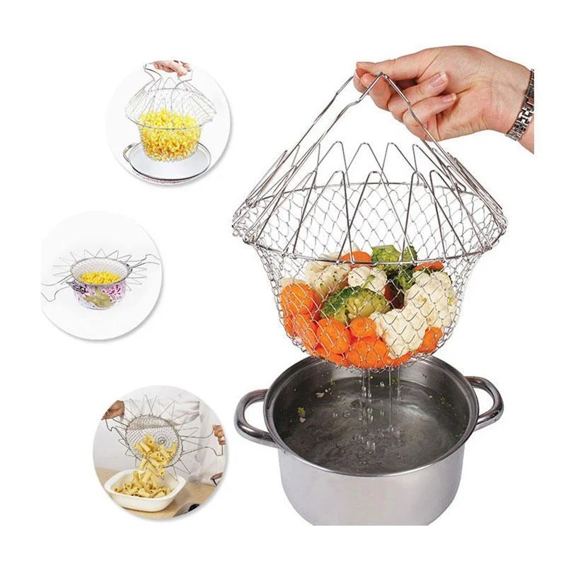 Magical Foldable Stainless Steel Kitchen Basket - Image 4