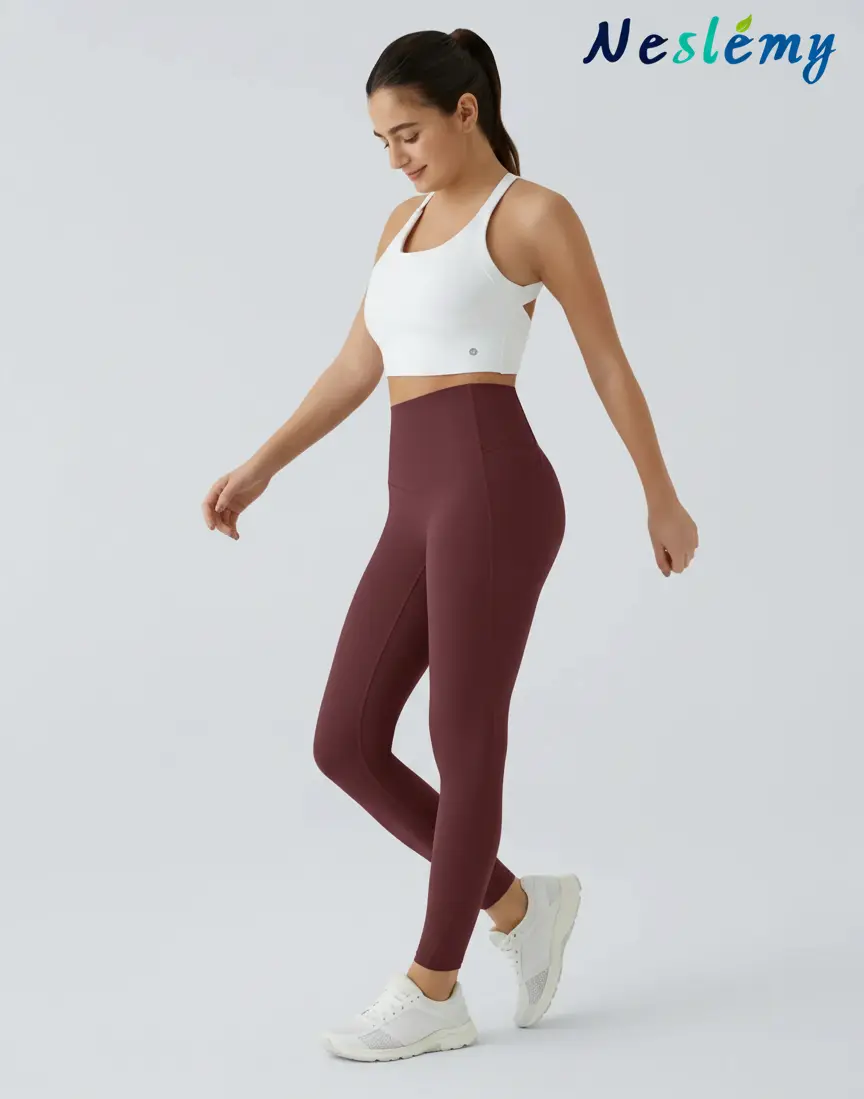 High Waisted Waist Shaping Pocket Shaping Training Leggings - Image 13
