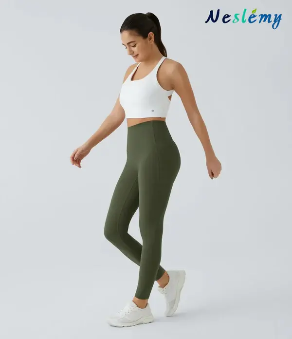 High Waisted Waist Shaping Pocket Shaping Training Leggings - Image 14