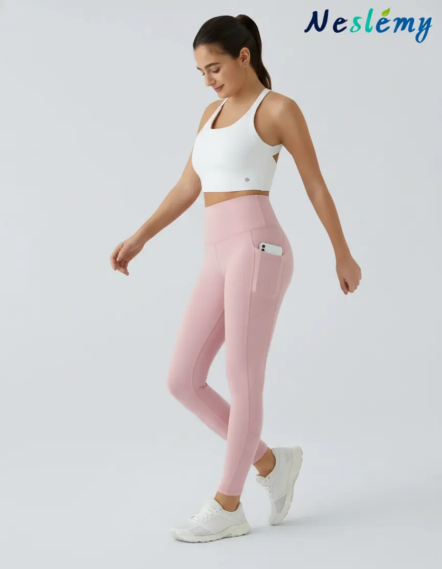 High Waisted Waist Shaping Pocket Shaping Training Leggings - Image 19