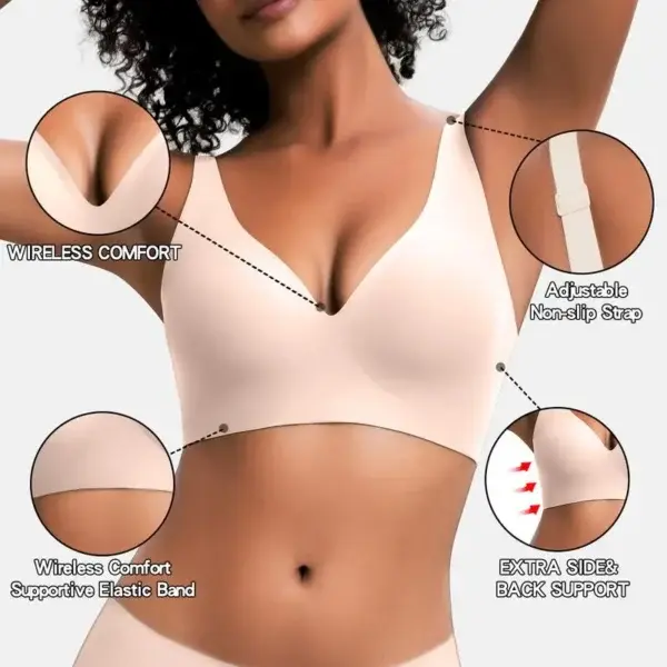 NESLEMY Wireless Womens Comfortable Wireless Bras Push Up Bralettes Seamless Tshirts Bras Deep V - Image 4