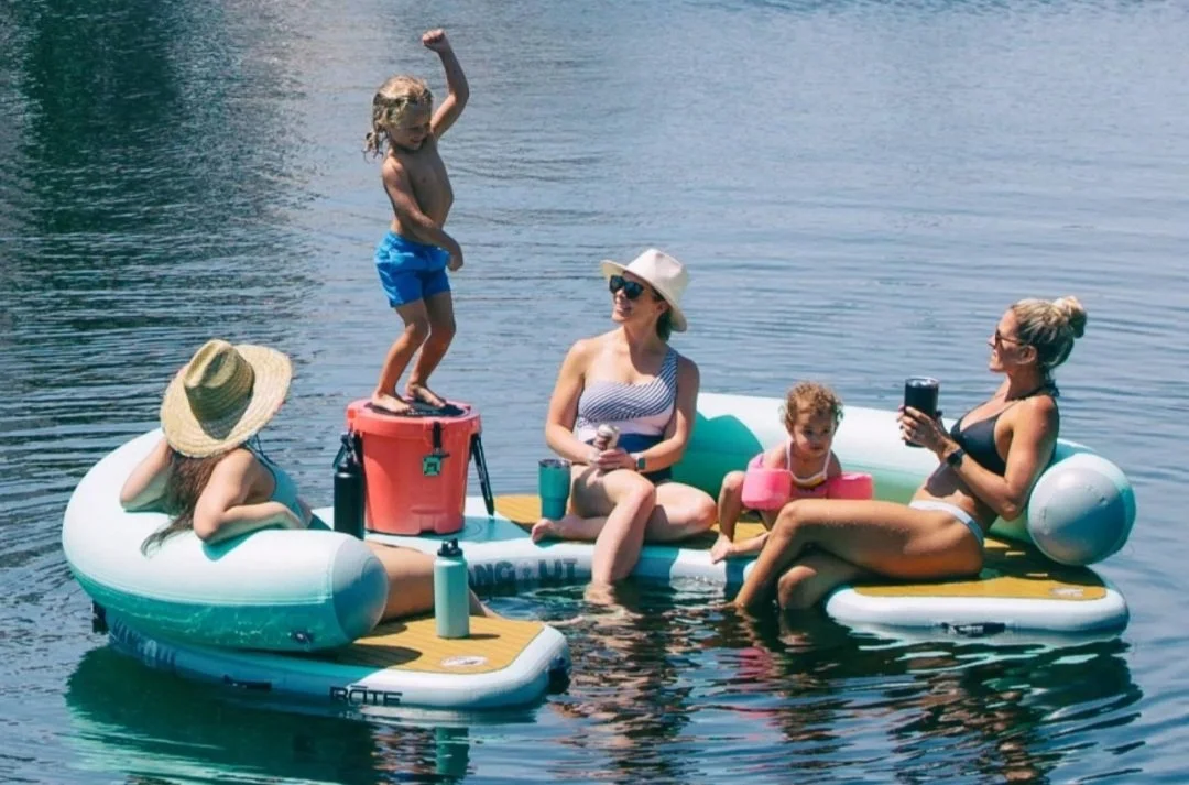 This Giant Curved Inflatable Dock Holds Up To 6 Adults and a Cooler - Image 2