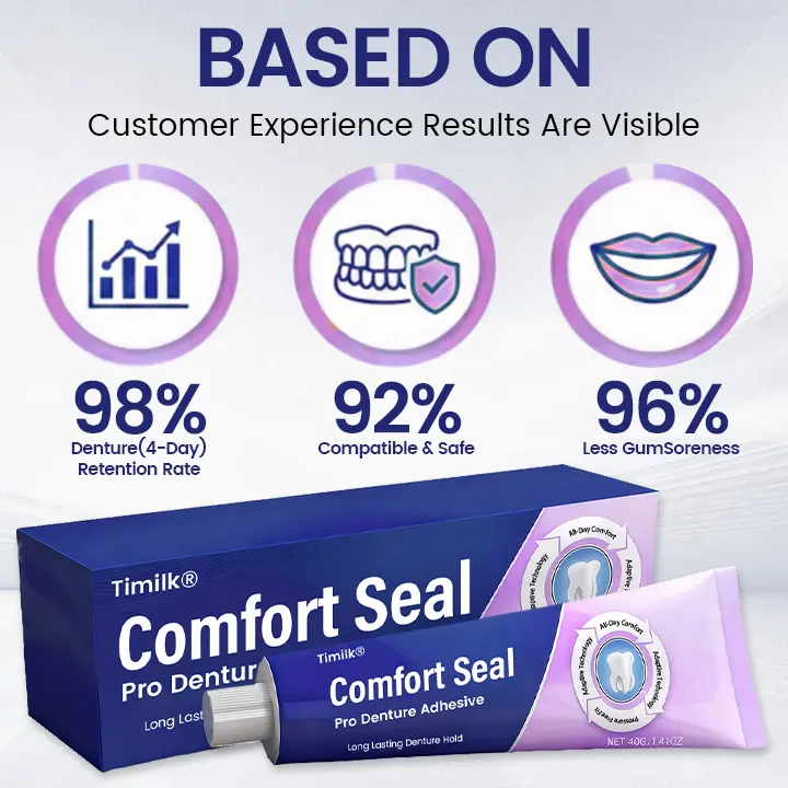 🔥 LIMITED SPECIAL OFFER 🔥 Comfort Seal Pro Denture Adhesive🦷💜FDA Certified (Clinically Proven 96- Hour Lock Hold for Secure, Comfortable & Zinc-Free Denture Fit) (Copy) - Image 5