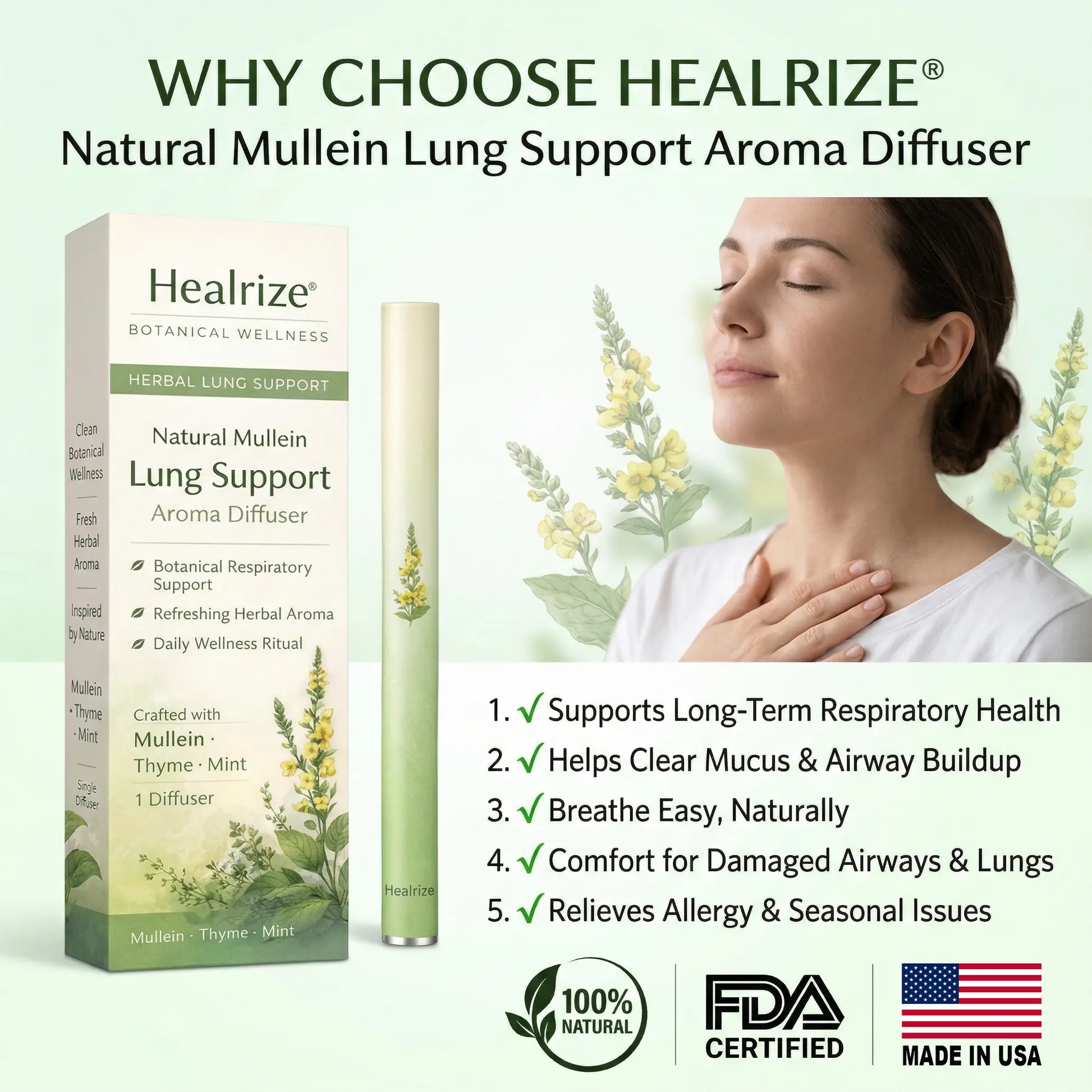 Natural Mullein Lung Support Aroma Diffuser – Deep Lung Cleanse Support - Image 6