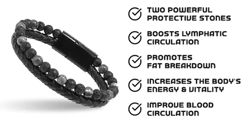 Natural Agate Stone Leather Beaded Bracelet - Image 2