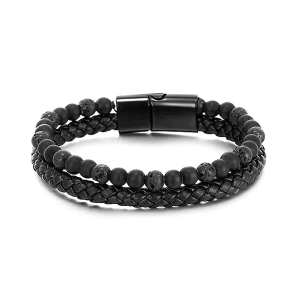 Natural Agate Stone Leather Beaded Bracelet - Image 5