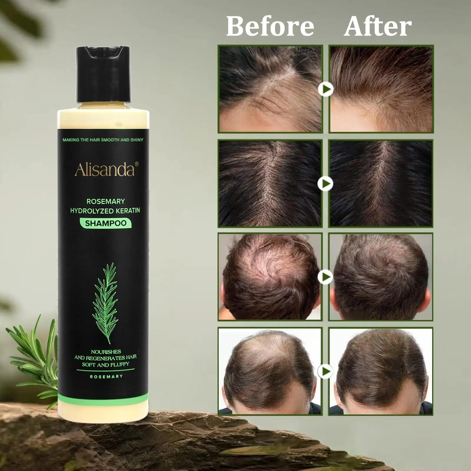 🔥**¡ÚLTIMO DÍA: 50% DE DESCUENTO!** - 🎅Champú orgánico de romero para el crecimiento del cabello - Image 8