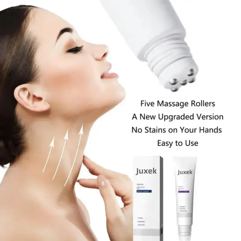 Juxek Neck Firming Cream Reduces Wrinkles and Double Chin - Five Rollers for All Around Massage - Image 2