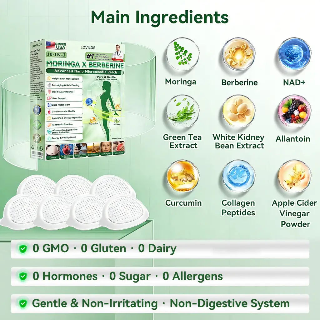 ๐ฅMade in USA | Moringa & Berberine 10-IN-1 Advanced Nano Microneedle Patch - Image 4