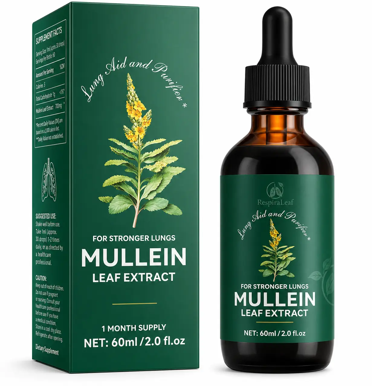 Mullein Leaf & Chlorophyll Drops for Lung Cleanse & Mucus Support - Image 2