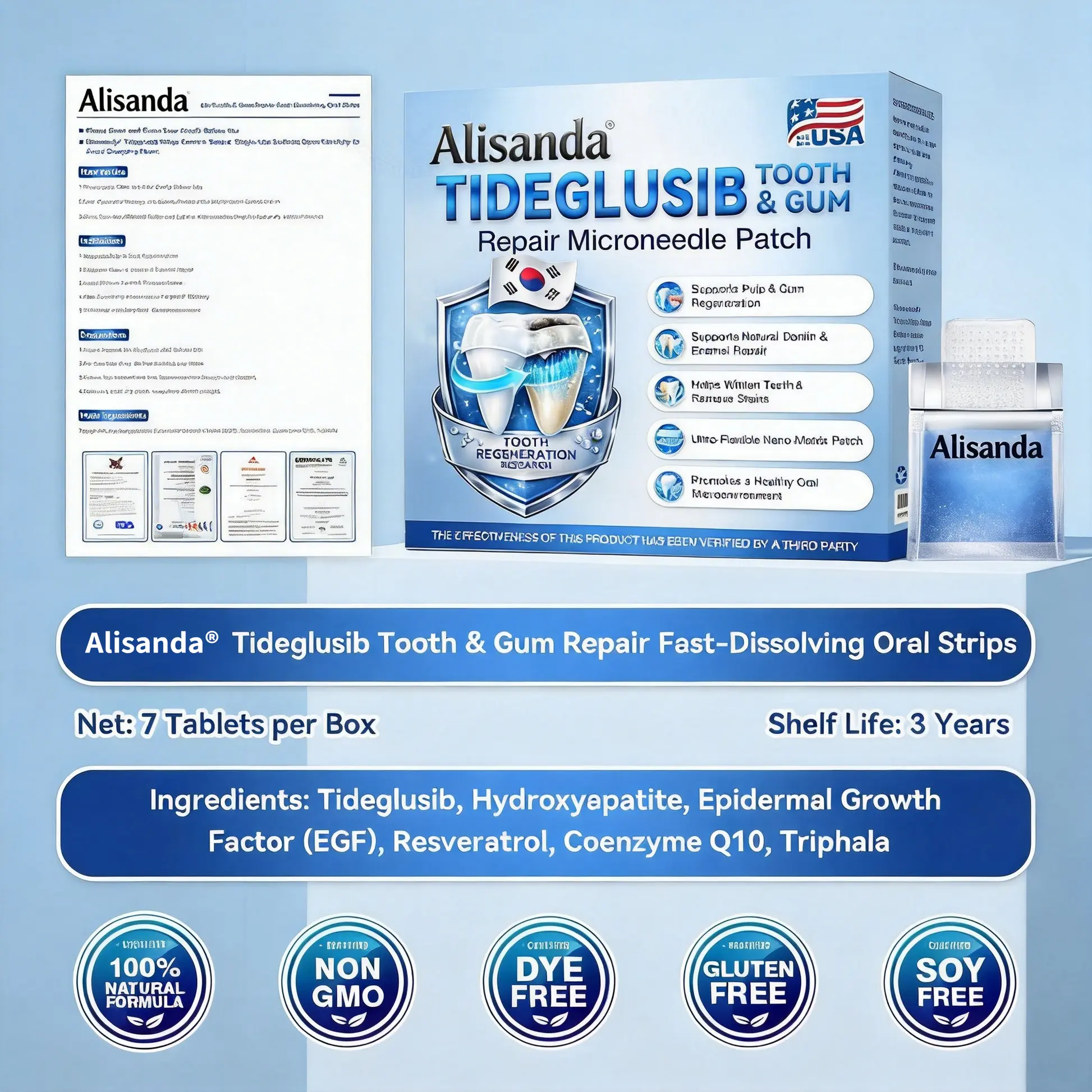 Tideglusib Fast‑Dissolving Tooth & Gum Repair Oral Strips - Image 2