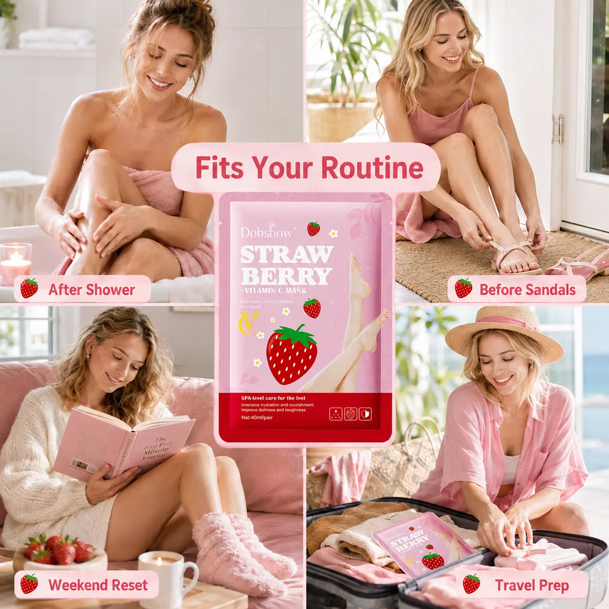 Strawberry + Vitamin C Foot Mask - Image 2