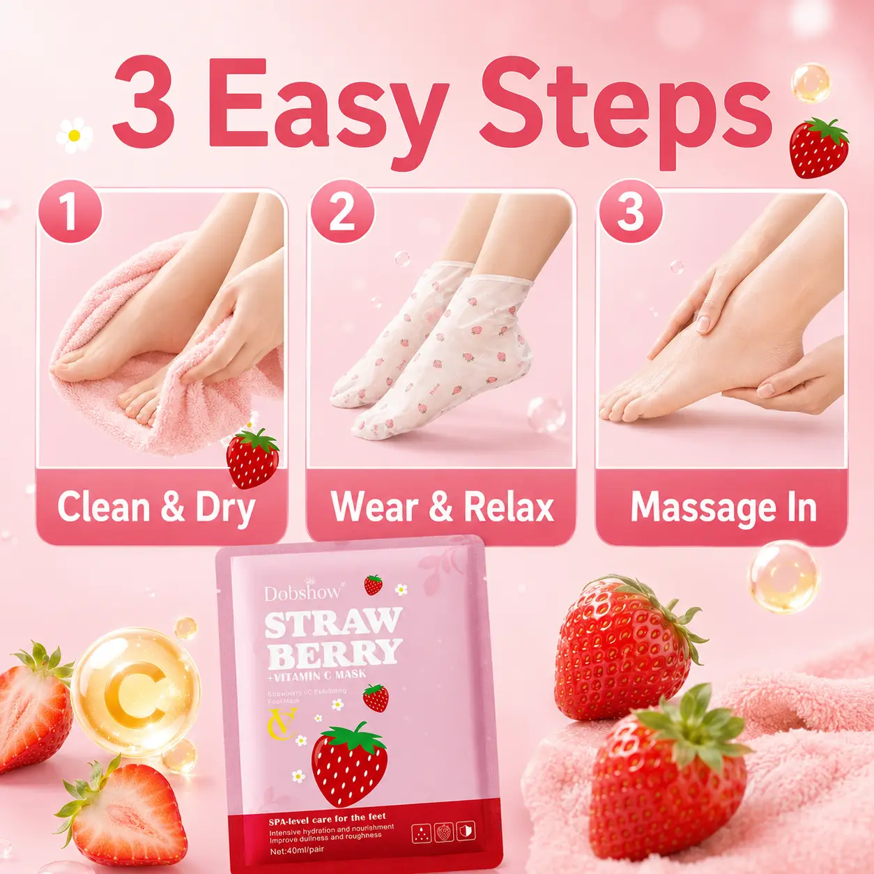 Strawberry + Vitamin C Foot Mask - Image 4