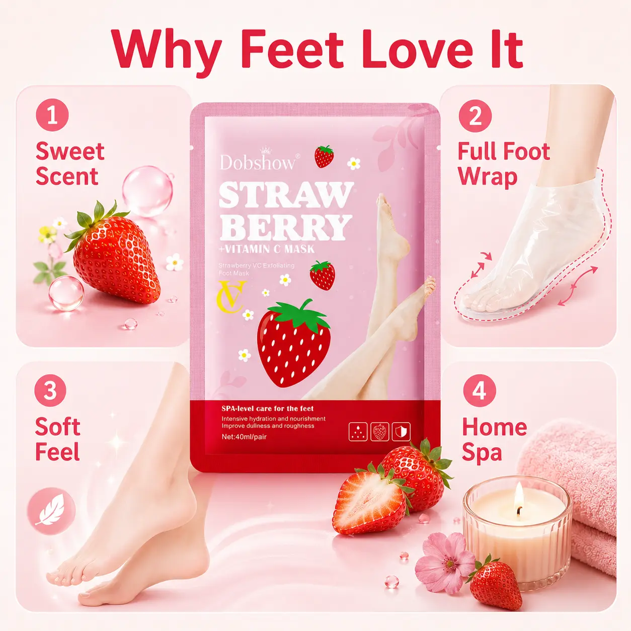 Strawberry + Vitamin C Foot Mask - Image 7