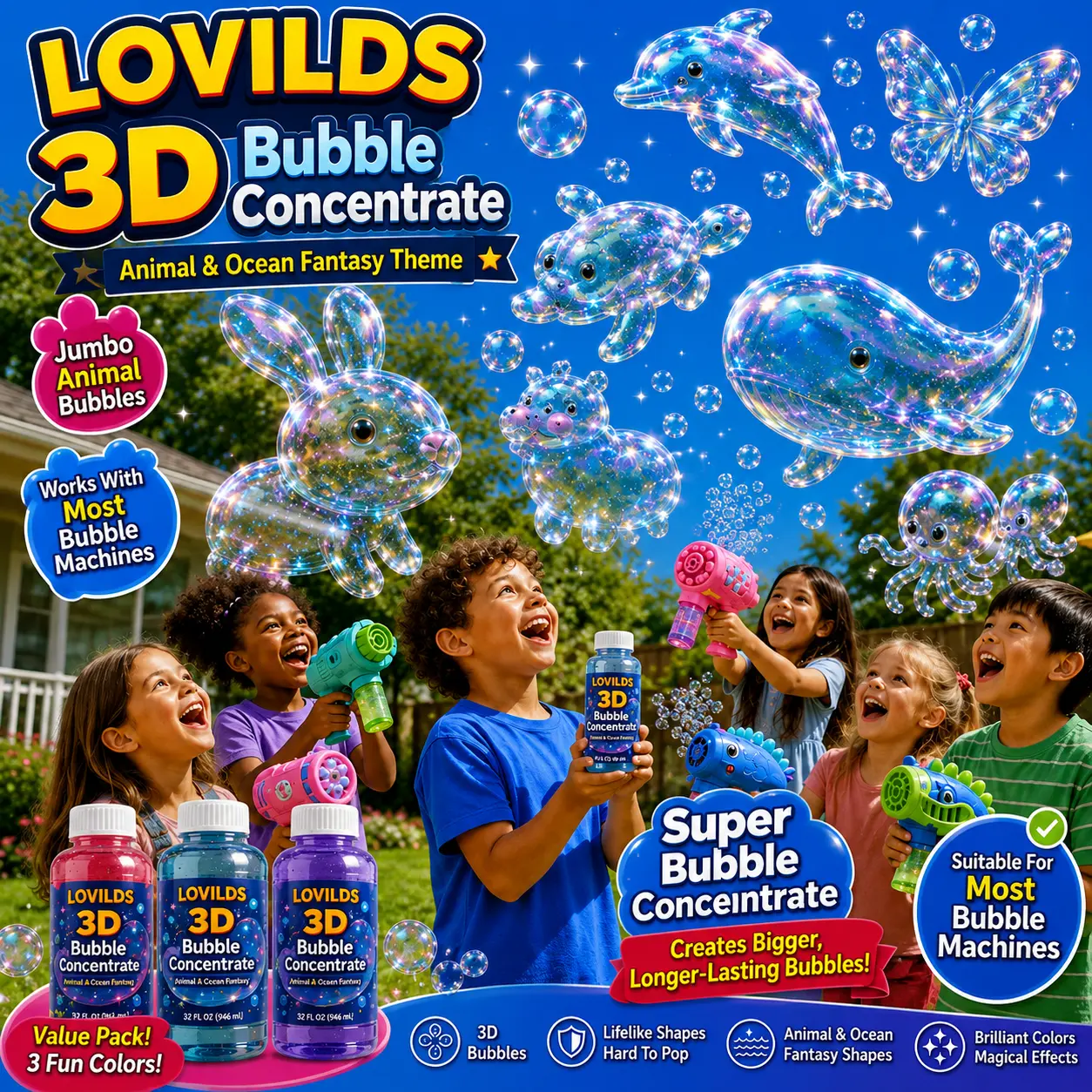LOVILDS 3D Bubble Concentrate Animal & Ocean Fantasy Theme