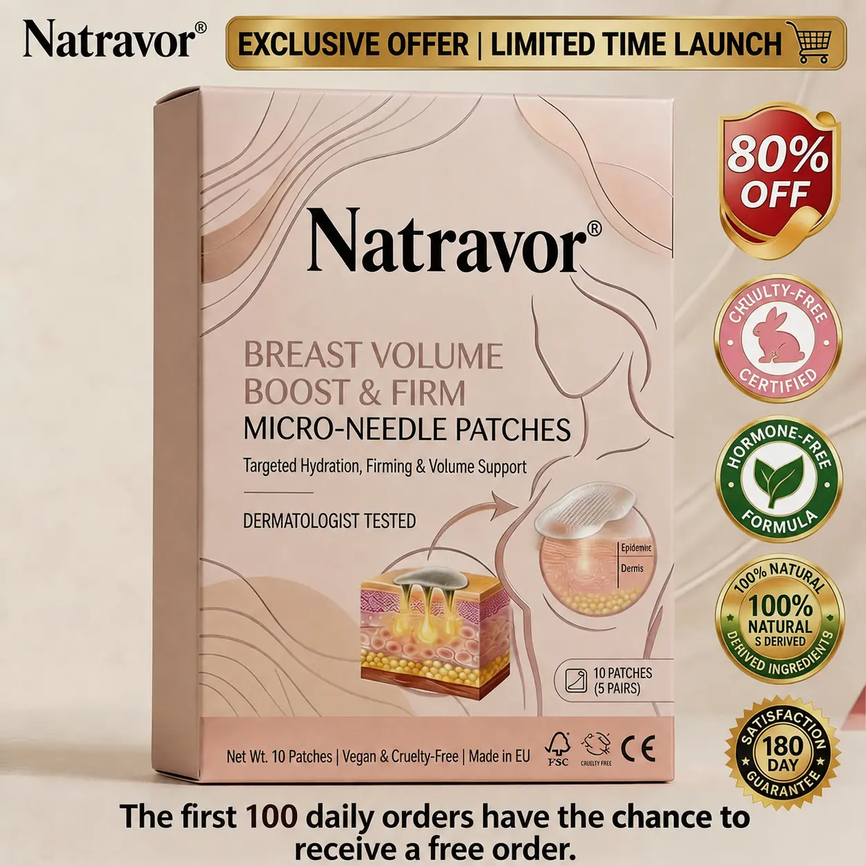 Natravor Targeted Breast Enhancement Advanced Nano-Microneedle Patches