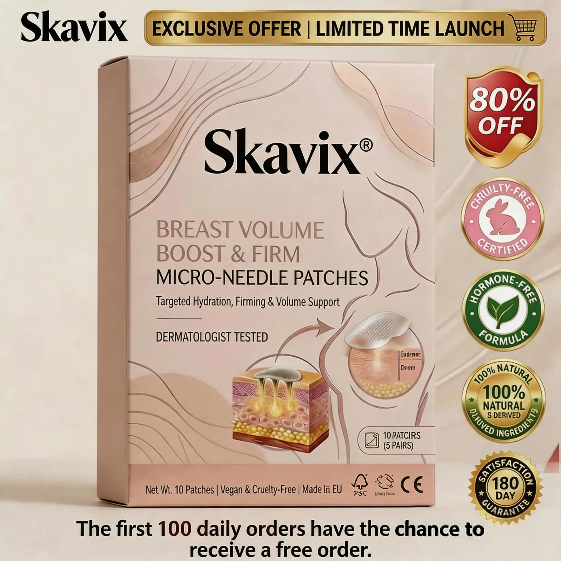 Skavix Targeted Breast aAdvanced Nano-Microneedle Patches