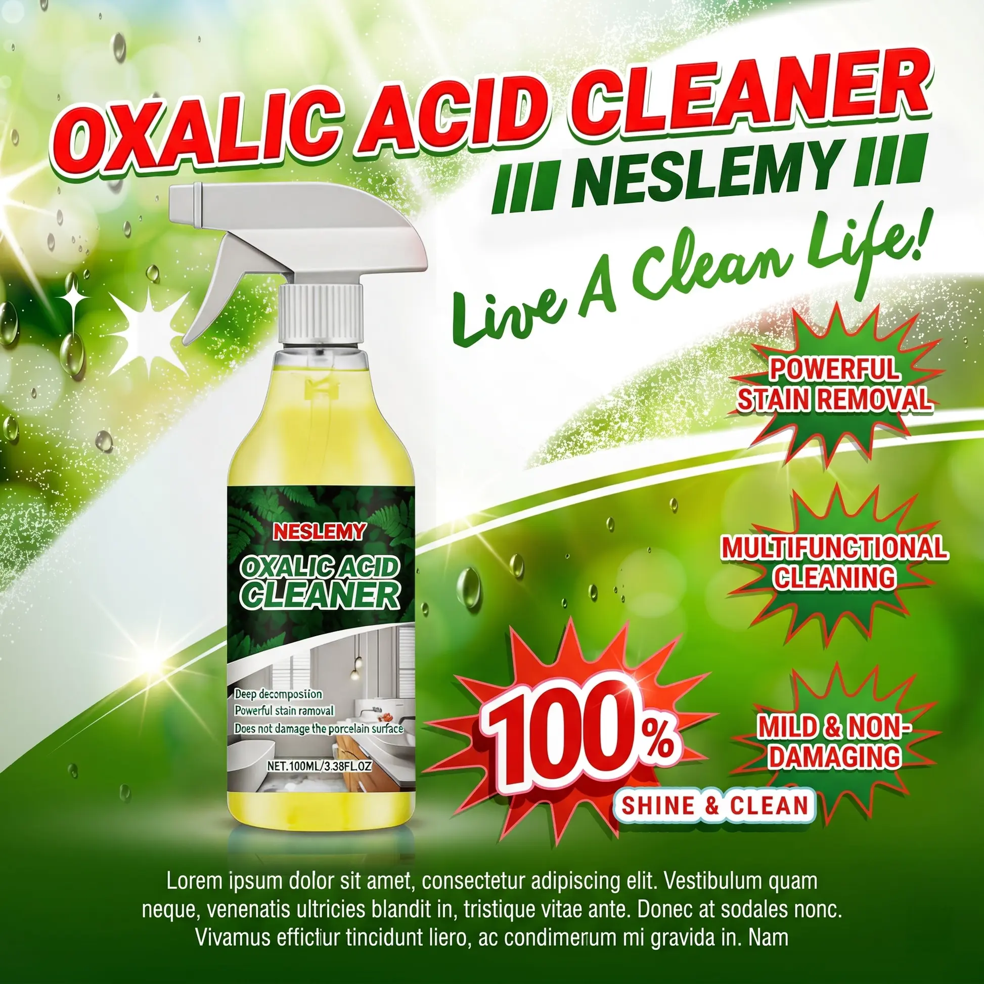 NESLEMY Bathroom Cleaner for Tough Toilet & Sink Stains - Image 3