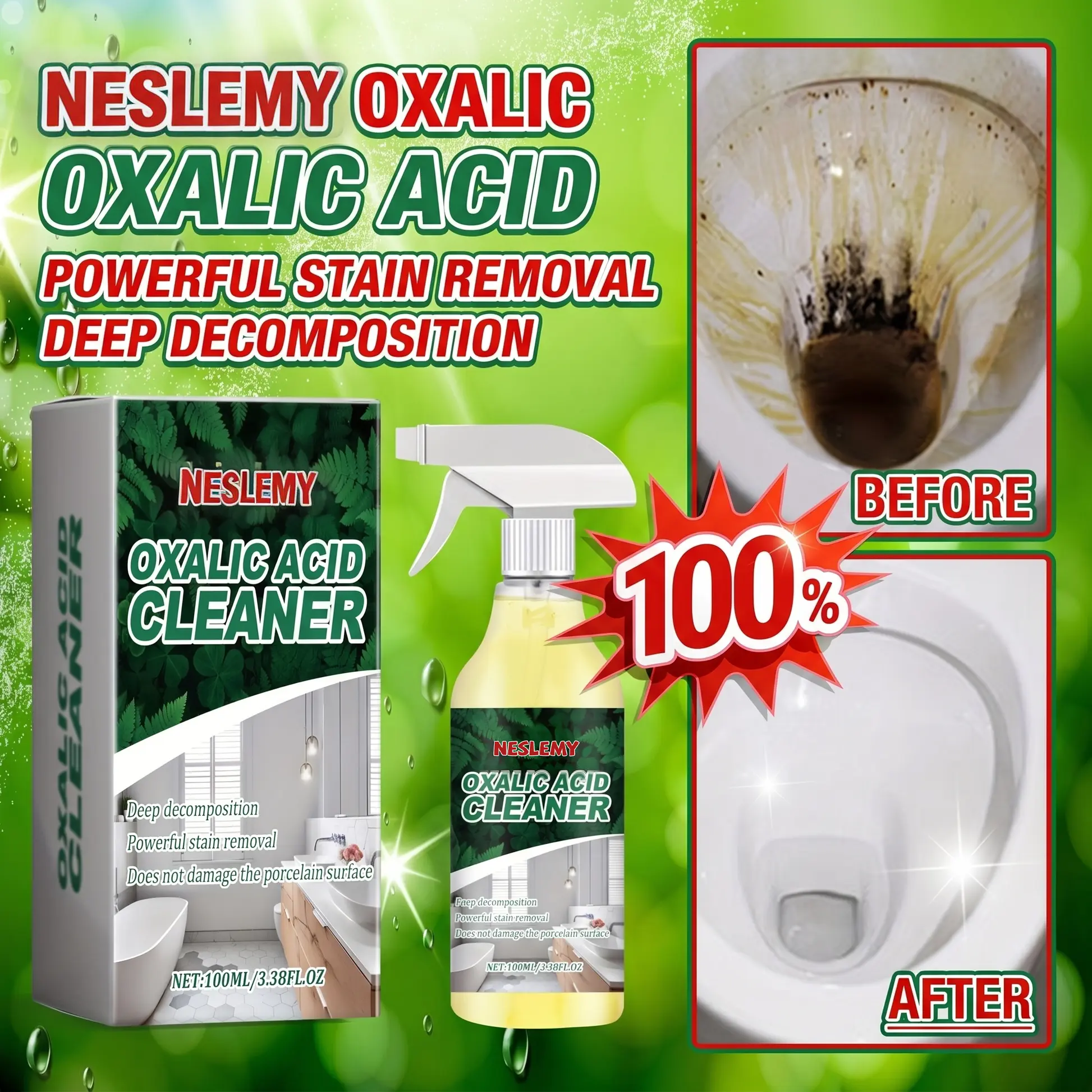 NESLEMY Bathroom Cleaner for Tough Toilet & Sink Stains - Image 4