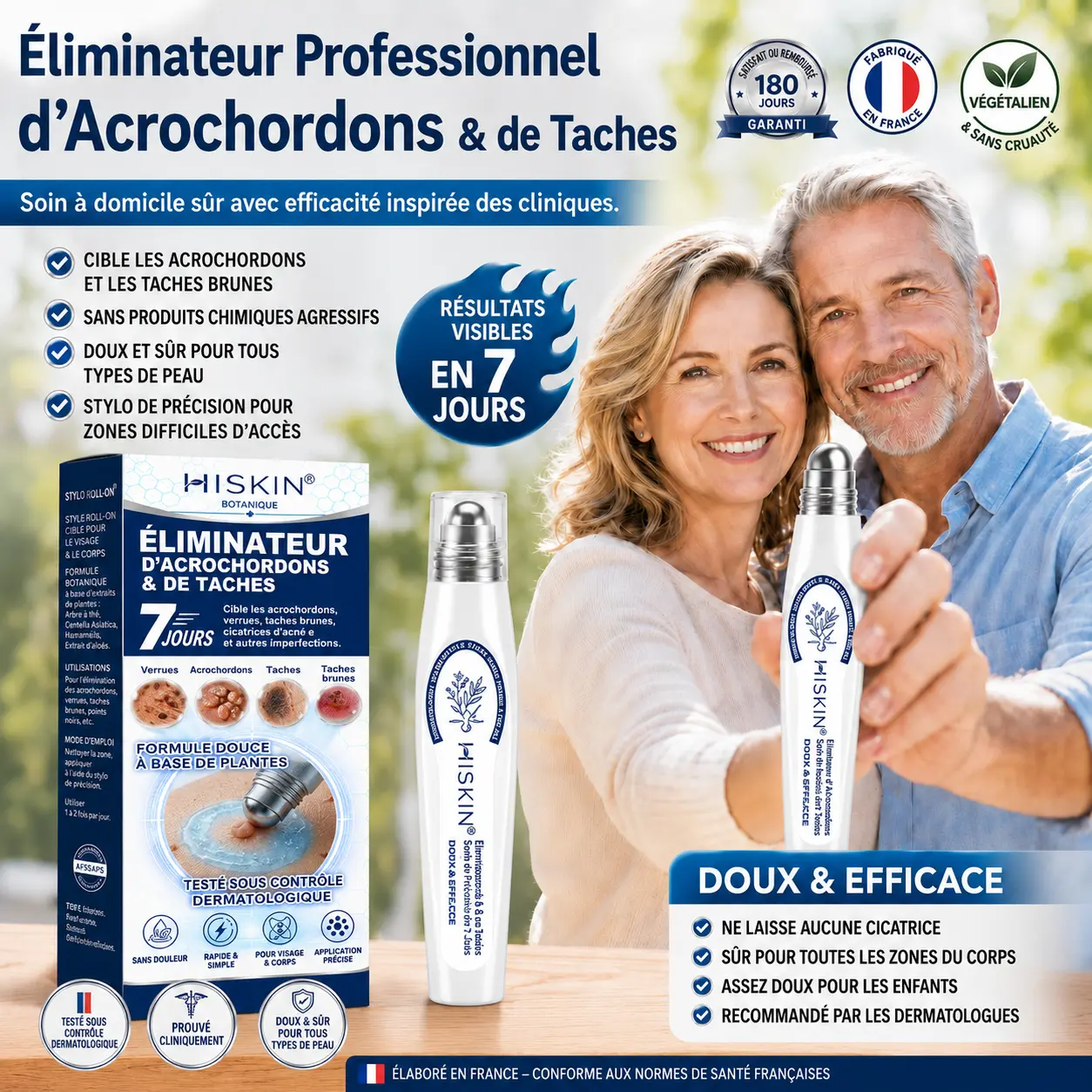 Éliminateur d'Excroissances Cutanées & de Taches en 7 Jours Sans Douleur & Sans Cicatrice